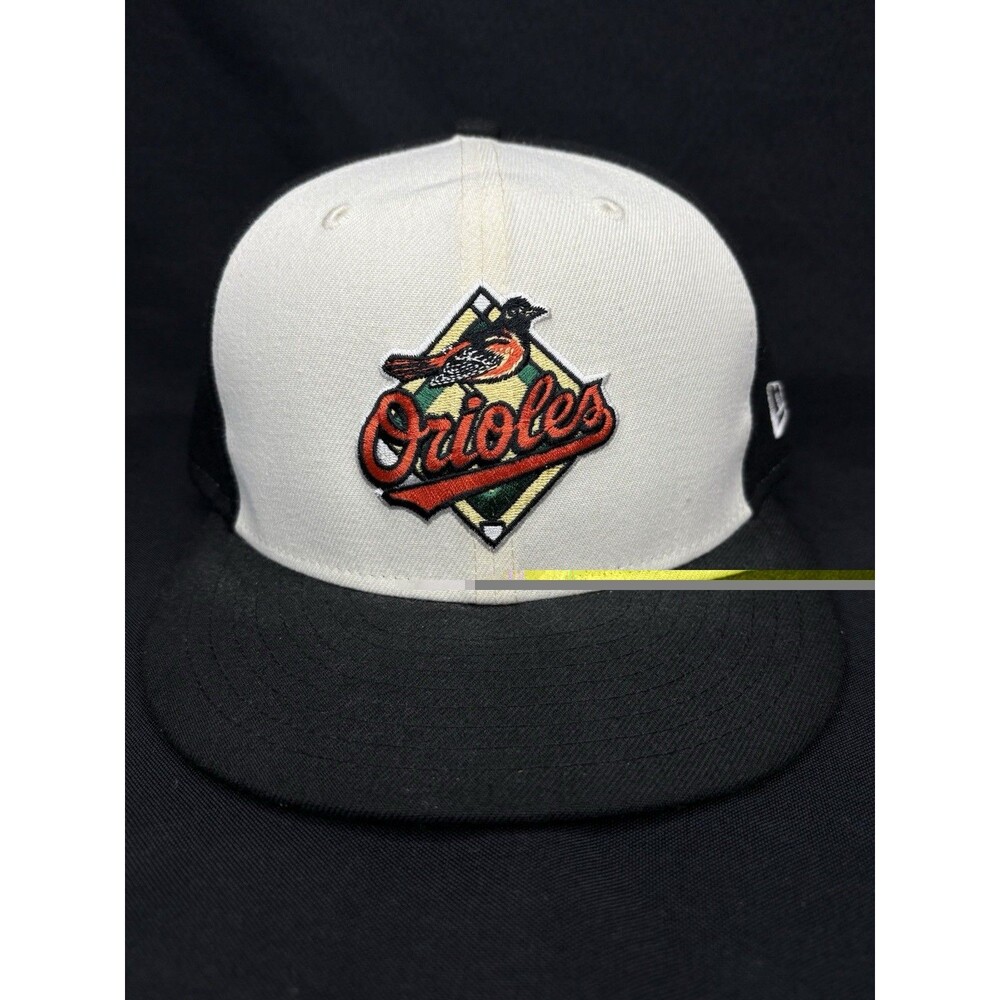 New Era 59FIFTY Baltimore Orioles Fitted Hat 7 1/8th Retro Logo Cooperstown MLB